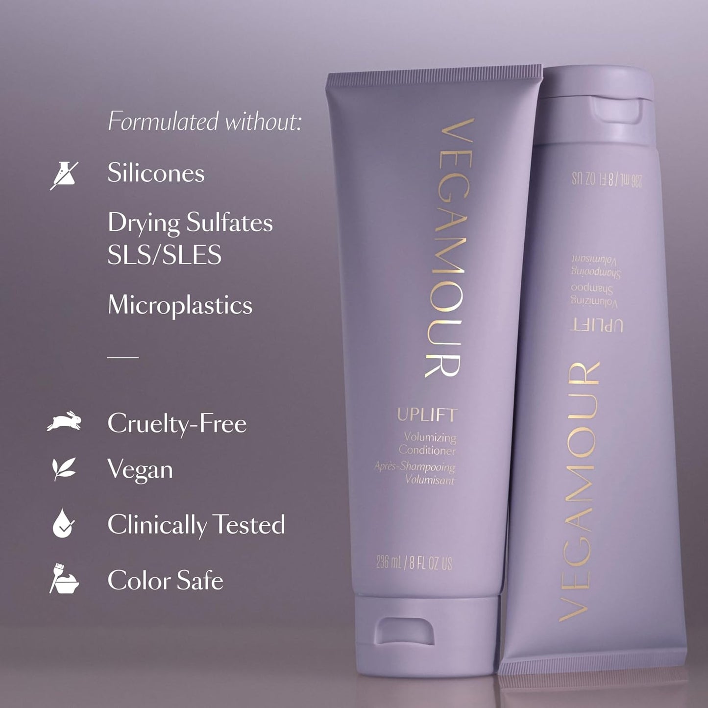 VEGAMOUR UPLIFT Volumizing Conditioner For fine, flat & thinning hair, Provides Volume & Resists Humidity, Non Sticky Formula, Bouncy Soft Hair